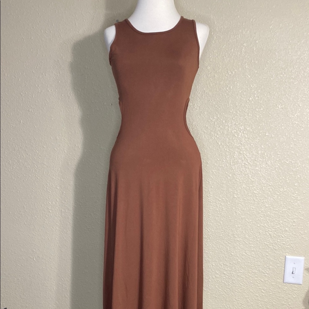 NWT See You Monday Brown Sleeveless Dress with Side Cutouts Size M